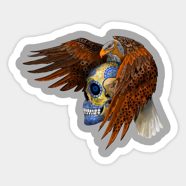 indian native Eagle sugar Skull Sticker by Dezigner007